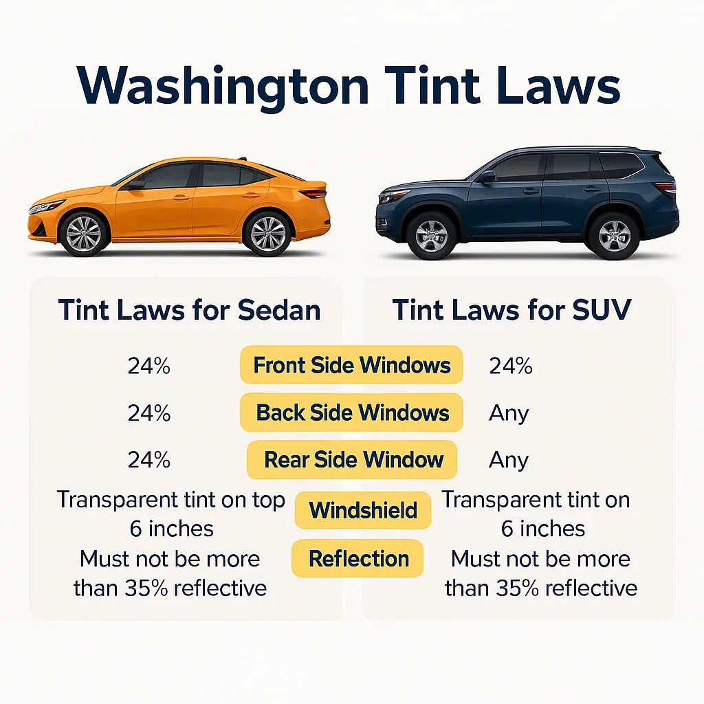 Washington State Vehicle Tint Laws Illustration