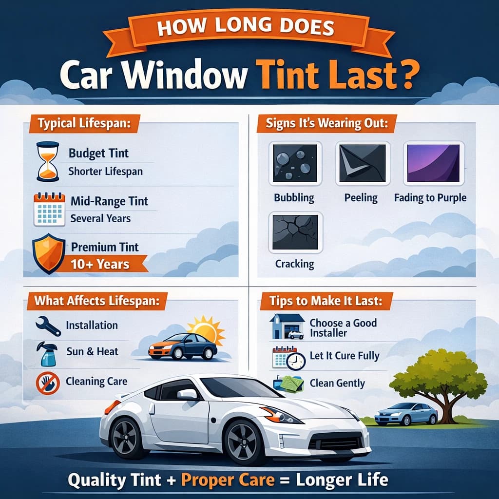 how long does car window tint last infographic
